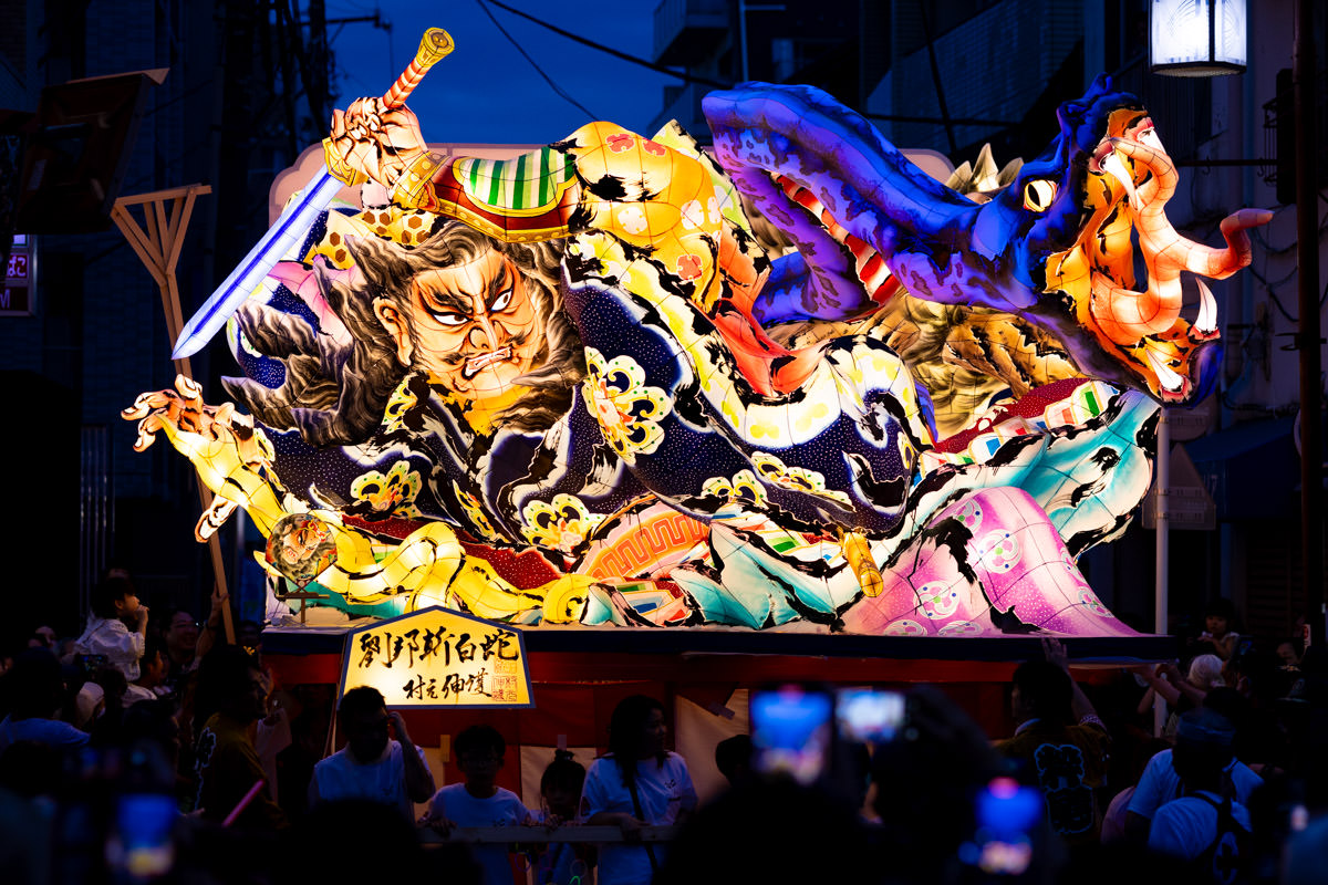 Iluminated Nebuta Float on the street