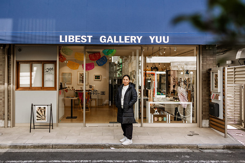 Mayara in front of Libest gallery YUU